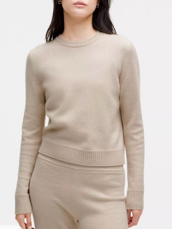 lululemon athletica Sweaters - lululemon Cashmere Slim Fit Crewneck Sweater in Subtle Tan Small